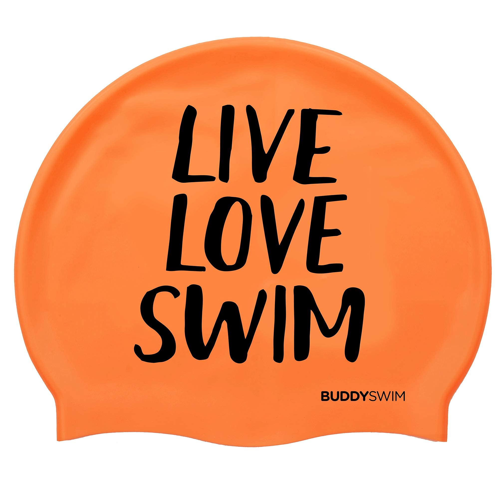 BUDDYSWIM Gorro de Natación de Silicona para Piscina o Aguas Abiertas, Apto para Hombre o Mujer e Idóneo para Pelo Largo. Cómodo, Resistente e Hidrodinámico, Color Llamativo para Buena Visibilidad