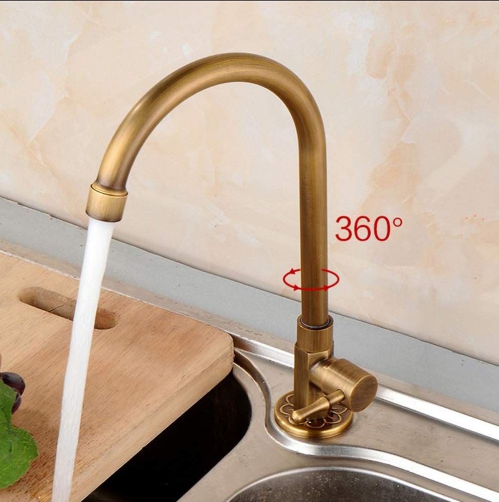 Einhebel Einloch Messing Kaltwasser Wasserhahn 360 Grad drehbar Bad Waschbecken Wasserhahn Küche Armaturen