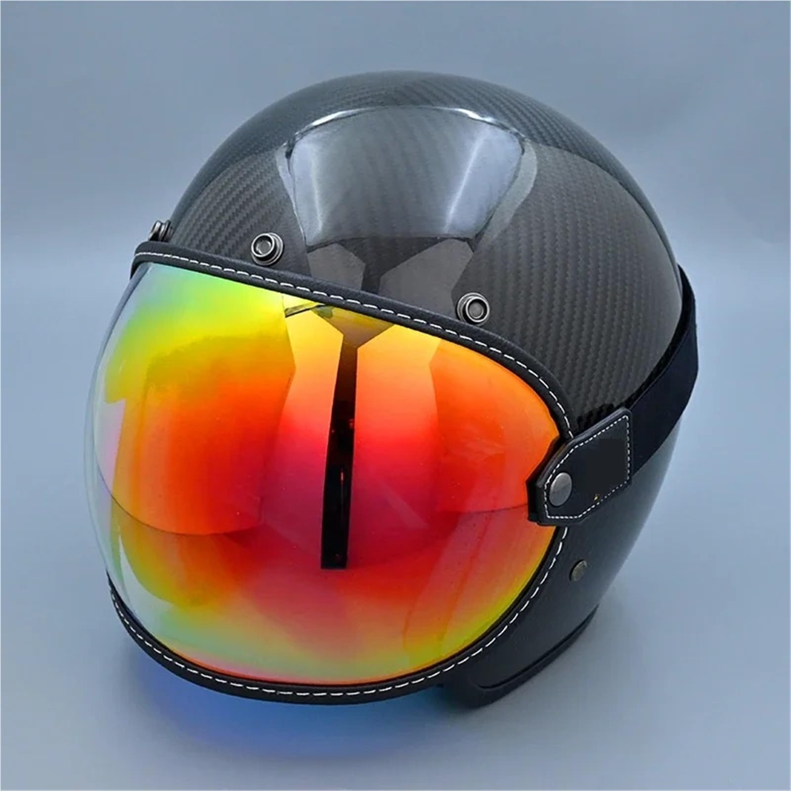 visera casco moto Visera Universal de cara abierta 3/4, lente burbuja for parabrisas motocicleta, casco moto Vintage a prueba viento Accesorio Ajustable para Casco Integral(Small Revo Red)