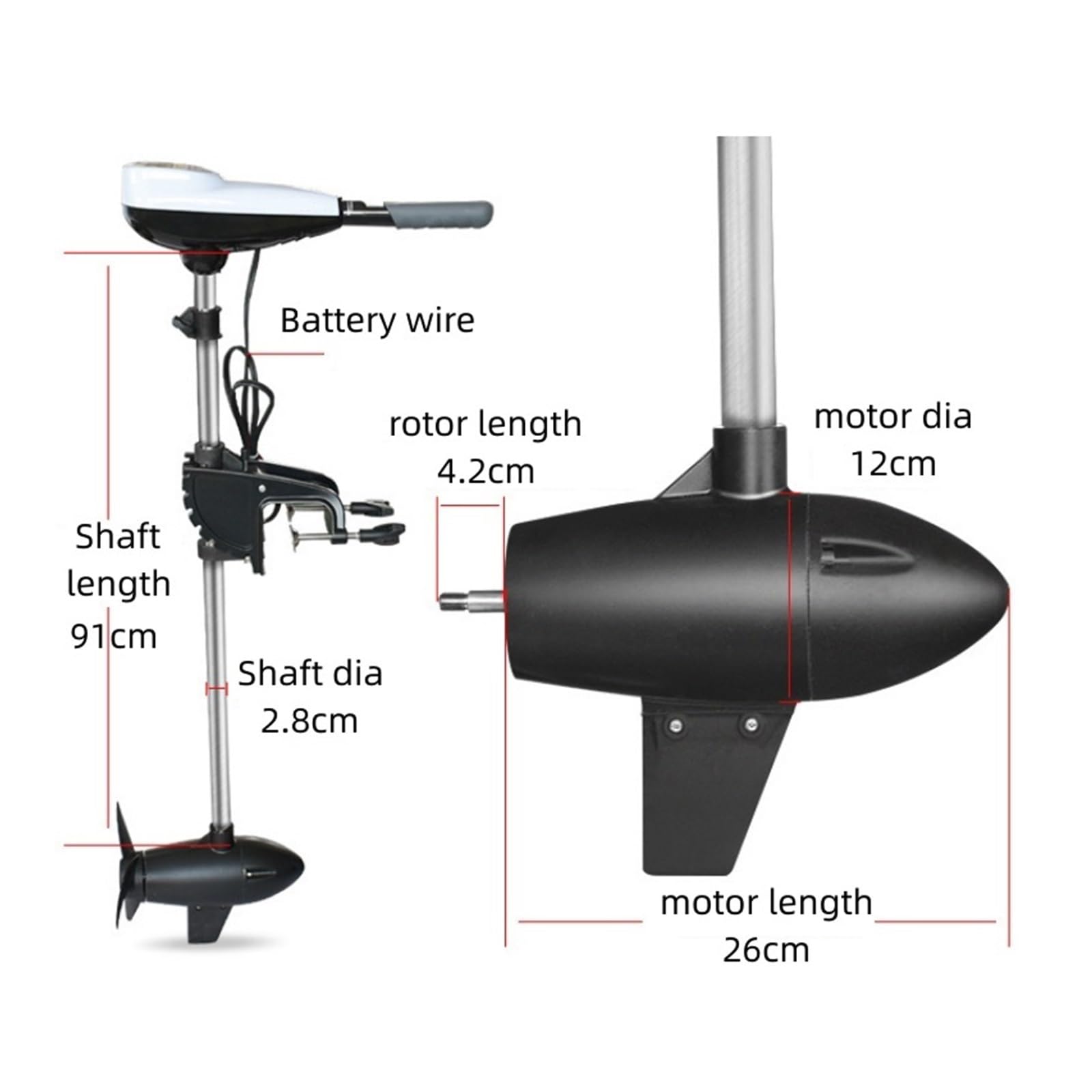 Motore Elettrico For Barca A Da Traina Con Propulsore Fuoribordo Senza Spazzole For Gommone Potente Spinta(24V 200LBS)