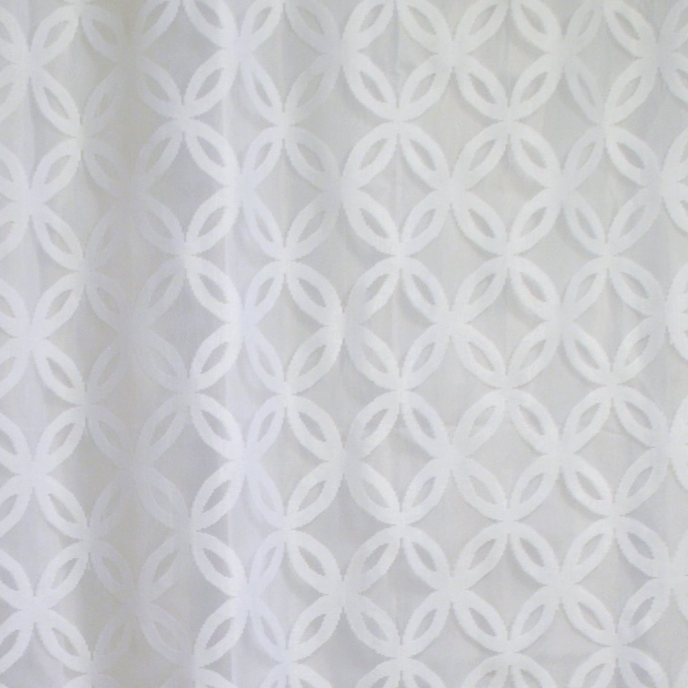 DII Everyday 100% Polyester Extra Long Bath Fabric Shower Curtain for Bathroom 72x72 - White Lattice Lace - Image 2