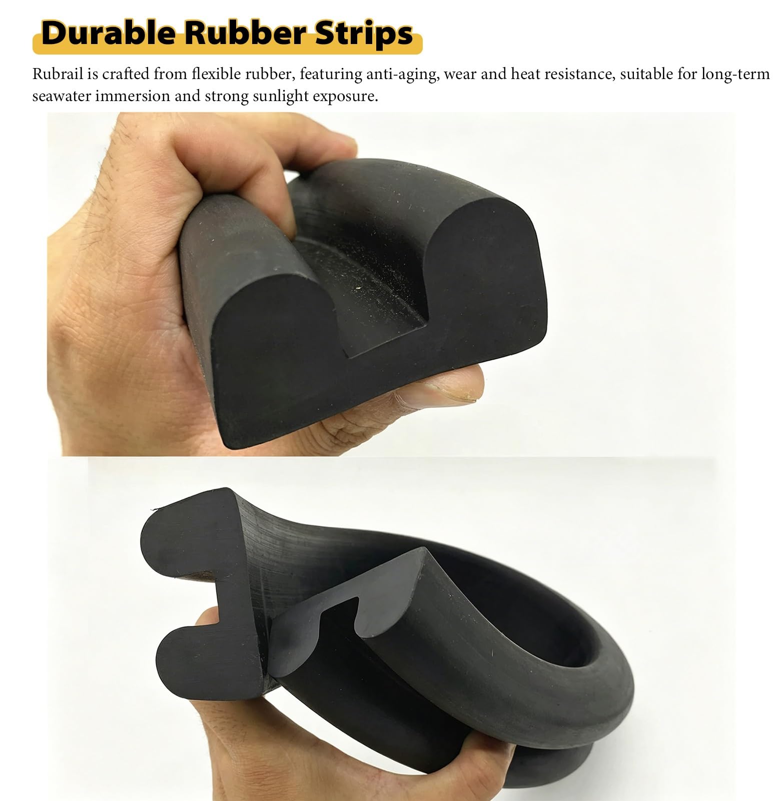 Profilo Parabordi per Barche, Larghezza 3,5 – 4,5 – 5 – 6 cm, Rotolo di Parabordi in Gomma a Profilo a U per Banchine e Uso Nautico, Inserto Flessibile(W 4.5cm(1.8in),9m/29.5ft)