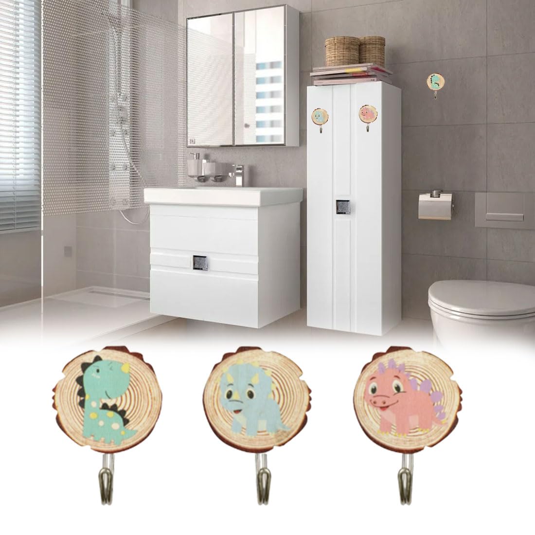 Ganci Adesivi In Legno, 5 Ganci Adesivi Per Porte, Neri - copertina