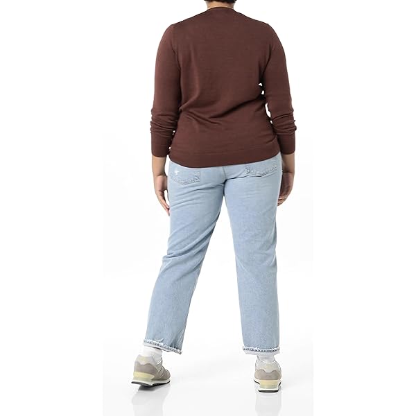 Amazon-Essentials-Womens-Classic-Fit-Lightweight-Long-Sleeve-V-Neck-Sweater Amazon Essentials Women's Classic-Fit Lightweight Long-Sleeve V-Neck Sweater (Available in Plus Size), Dark Chestnut Brown Heather, Medium
