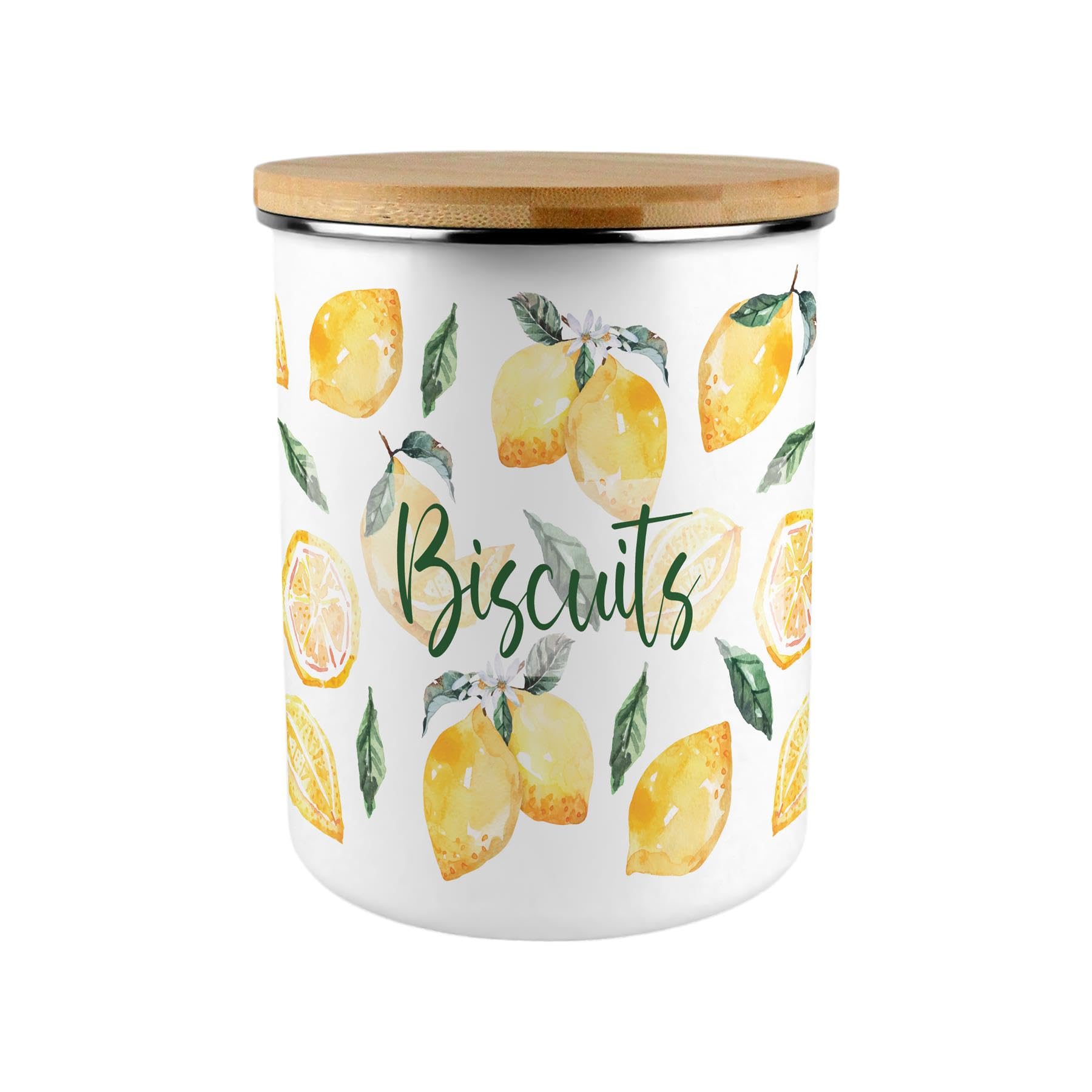 Vibrant Lemons Biscuit Storage Tin - 2.7L Extra-Large Kitchen Canister