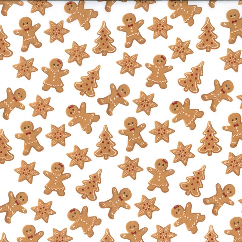 100% Polycotton Christmas Fabric - New Designs (Per Metre) - Xmas Snowflakes Gingerbread Men Stars - Dress Fabric - Simply Sew Crafty™ (Gingerbread Cookies & Men, 1 Mtr)