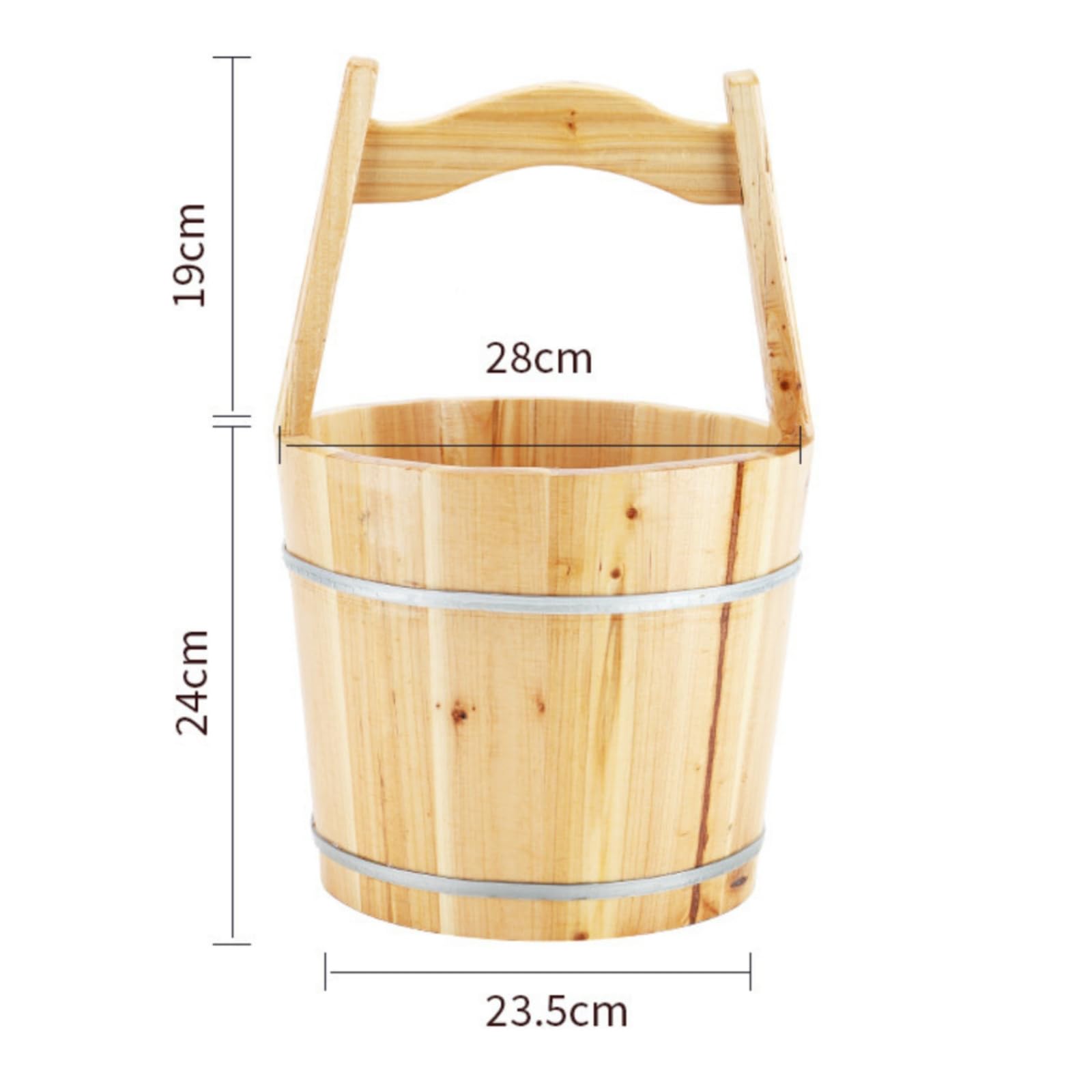 harayaa Vasca da Bagno per Piedi in Legno Secchio da Sauna Contenitore da Acqua Maniglia Solida Realizzato in Legno di Abete Artigianale Adatta per Benessere Domestico, Medio Capacità 16 Libbre