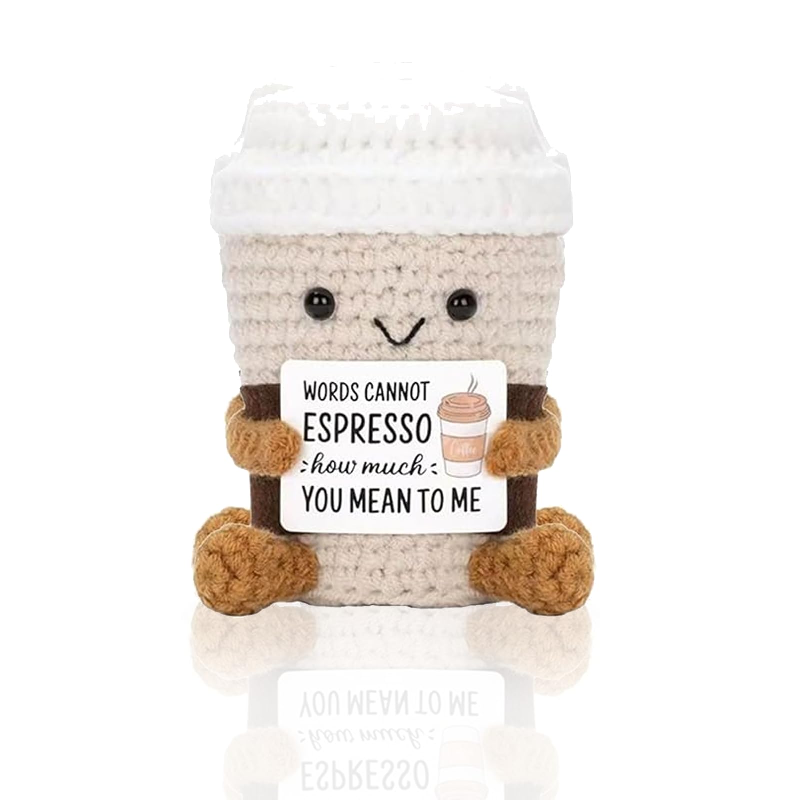 Emotional Support Crochet,Positive Handmade Gifts with Words Cannot Espresso Quote,Unique Mental Health Gifts,Cute Gag Gift for Coffee Lovers, Best Friend Birthday Gift for Teachers Women,Men,Lover