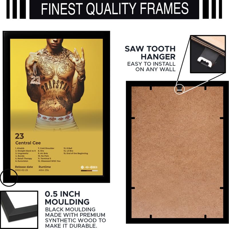 Image of BLINKART Central CEE- 23 Wall Photo Frames | Wall Art for Bedroom, Living Room, Studio or Office | Album Cover Print with Spotify Song Link QR Code | Gift for Fans - 8x12 In