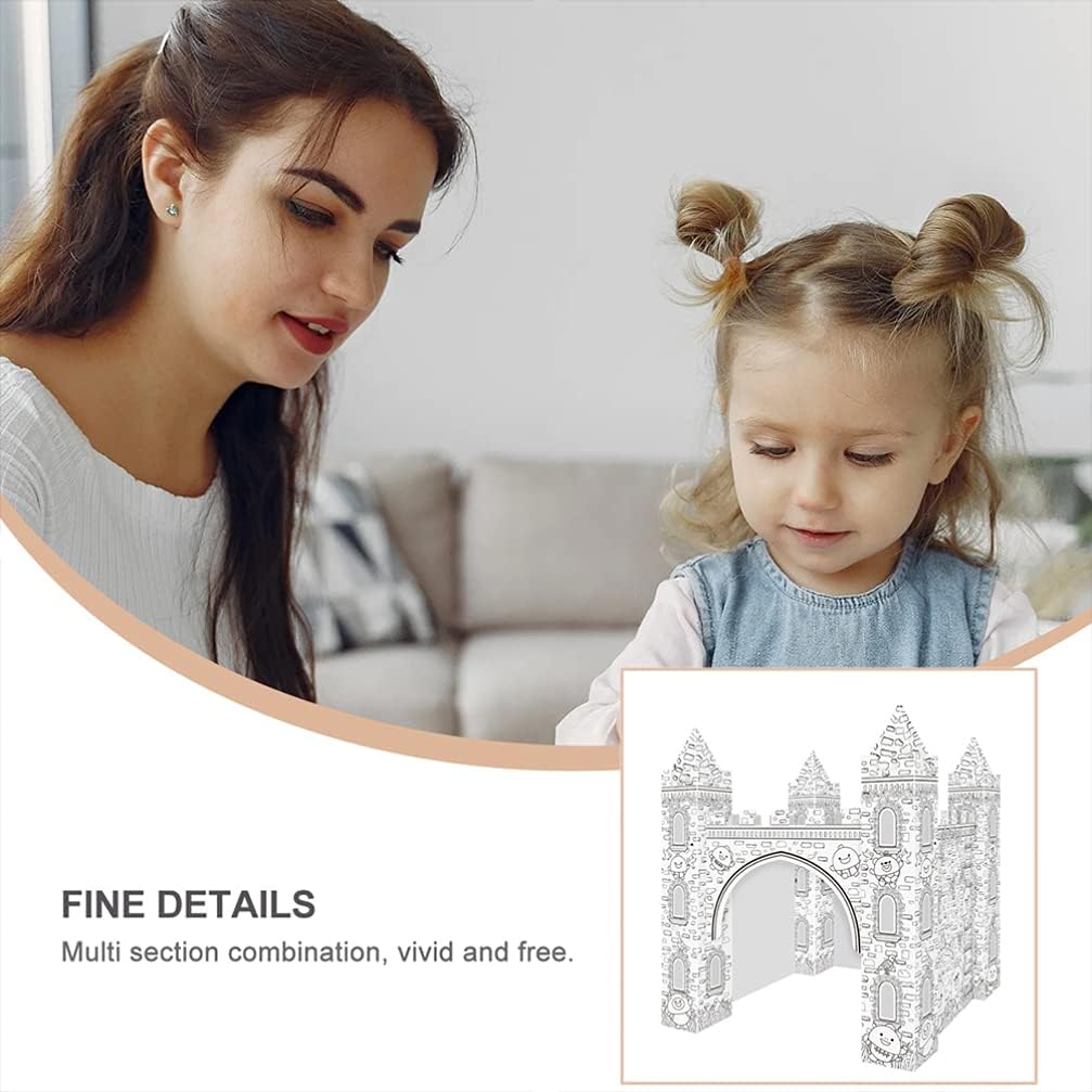 EXCEART 1 Set Colorizing 3D Castle Paper Fairy Tale Castle Paintable Cardboard Castle Kids Art Craft Supplies for Indoor Outdoor Fun