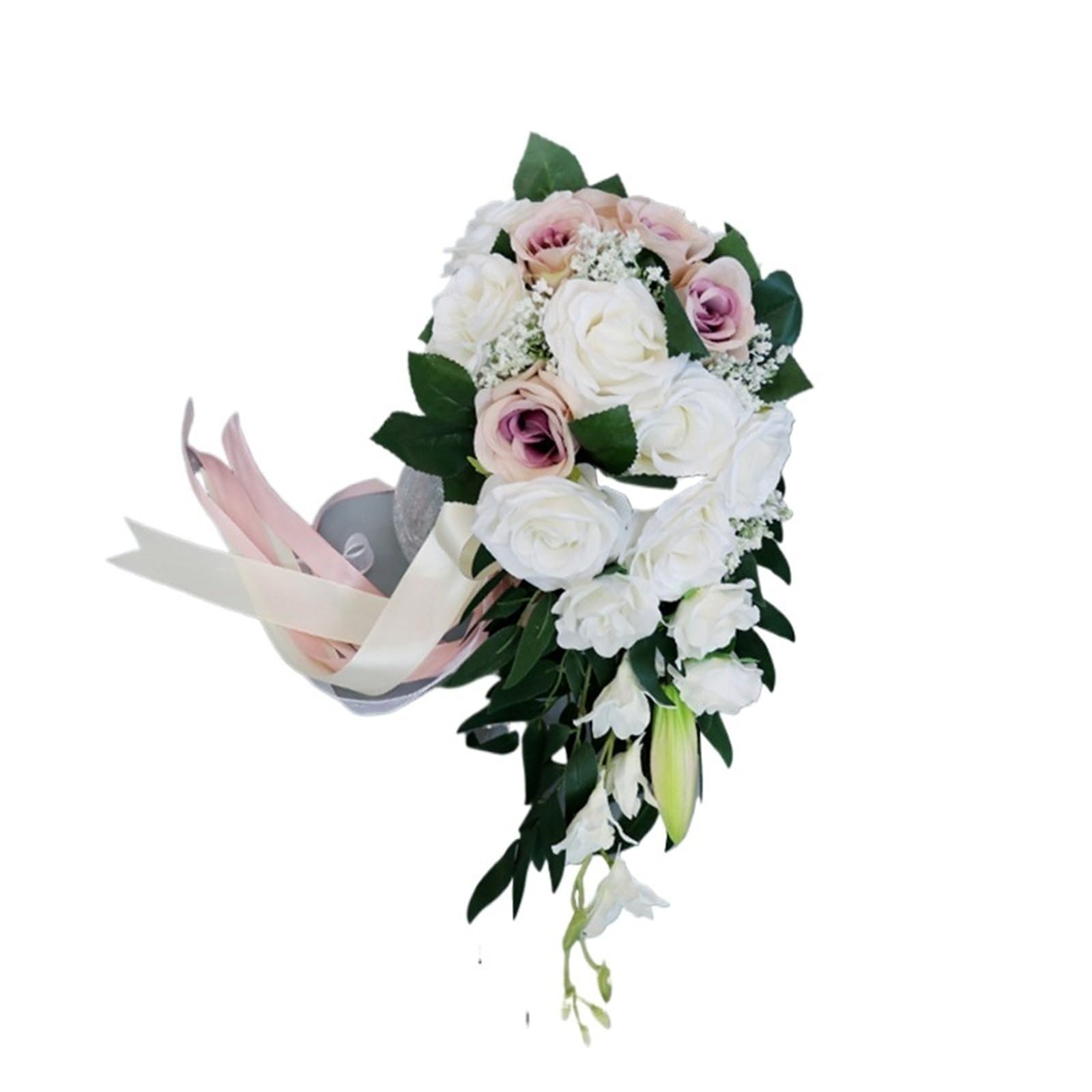ZRHWSPD Wedding Artificial Bouquet Silk Rose Wedding Bride Bouquet Hand Hold Flower Decoration Holiday Party(A-lotus-pink)