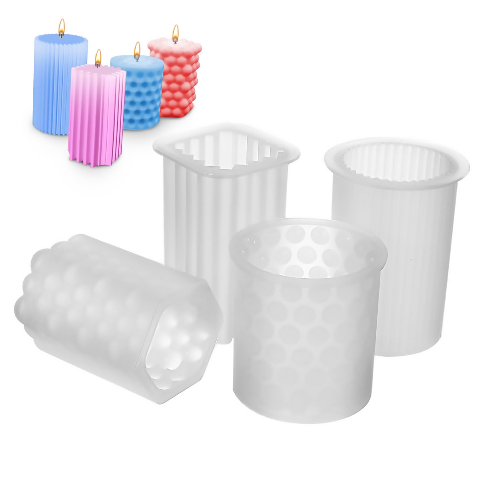 NUOBESTY 3 Set Di Per Candele in Silicone Per Candele A Colonna Kit Per La Creazione Di Candele Facili Da Usare Per Progetti 4 Pezzi * 3