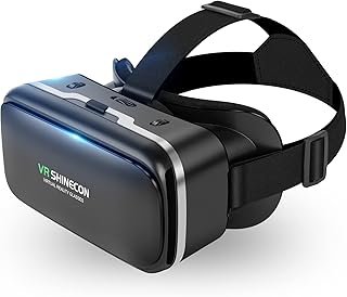 VR SHINECON VR Headset Glasses[Blu-ray] High-end Version of The Removable 3D Virtual Reality Helmet 4.7-6.8 inches for TV, Phone Movies,Education& Video Games Compatible iOS, Android