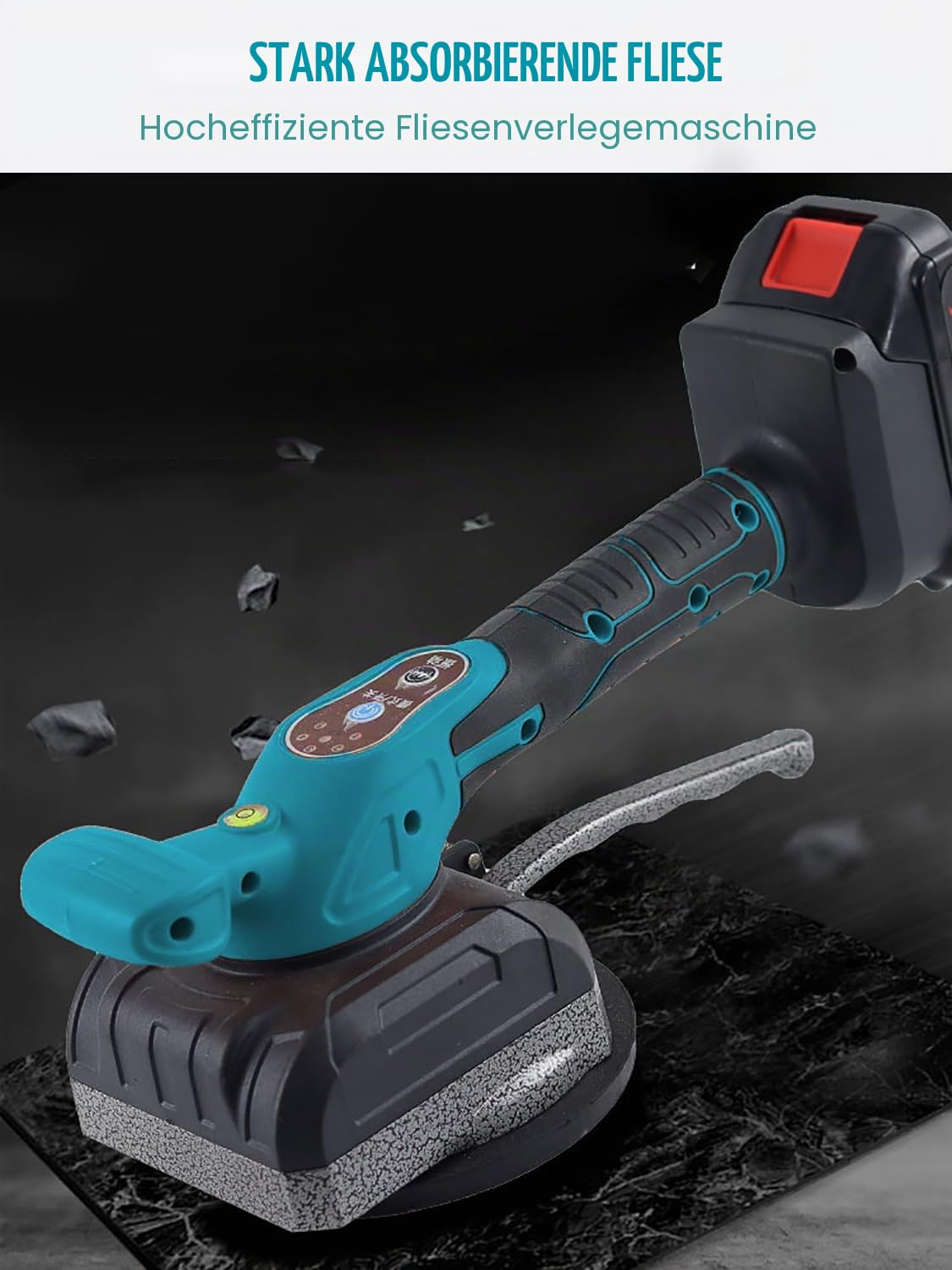 Akku Fliesenrüttler - Wiederaufladbare Fliesenleger Vibrationsgerät mit 16cm Saugnapf für Makita 21V, Professionelles Fliesenverlegemaschine Fliesenlegerwerkzeuge für 0,6-1.2m Fliesen(ohne Akkus)