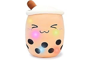 Aixini Light-Up Boba Stuffed Animal Plush Bubble Tea Pillow with LED Night Light