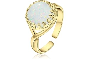 14K Gold Plated Sterling Silver White Opal Promise Ring