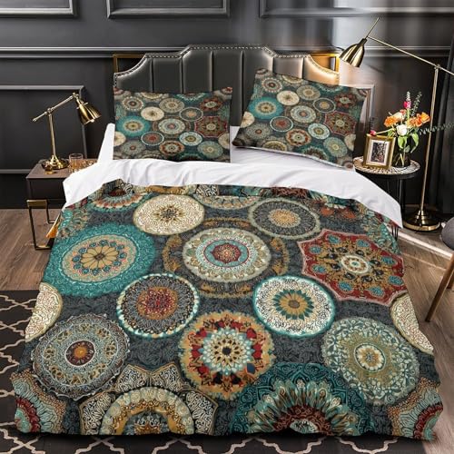 Linge de lit chic parure de couette 140x200 imprimé 3D bohème raffiné