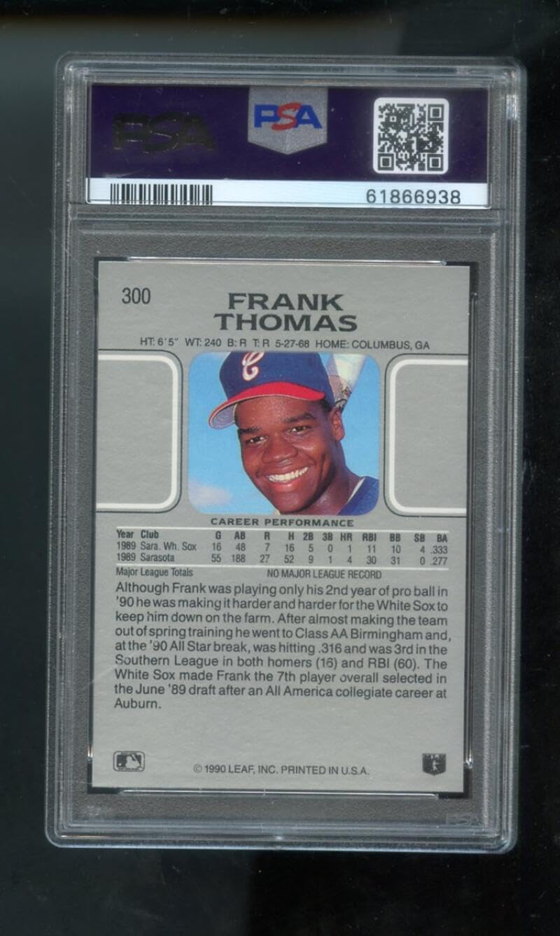 1990 Leaf #300 Frank Thomas ROOKIE RC PSA 8 Graded Baseball Card MLB Chicago White Sox