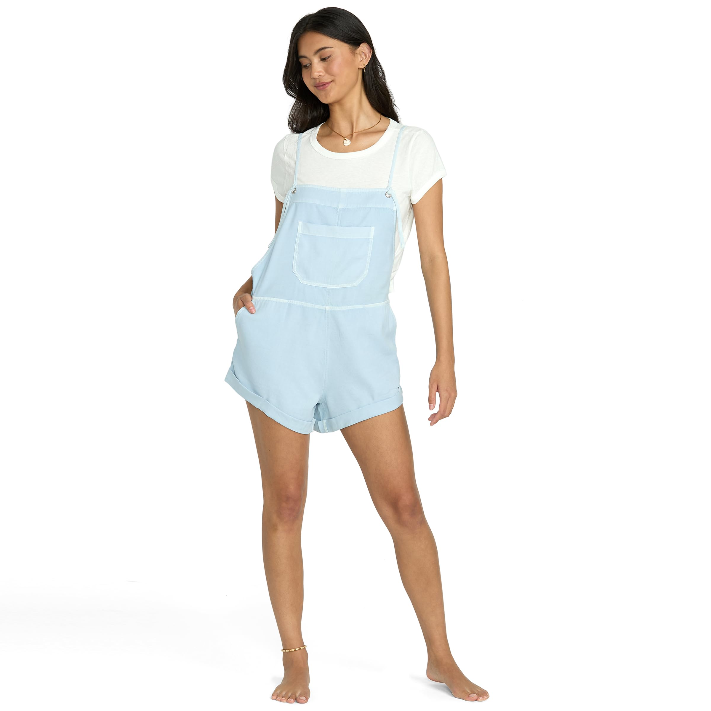 Billabong Wild Pursuit Salopette en Chambray Délavé, Salopette en Jean pour Femme Taille M, Medium