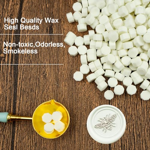 Ioggtser Octagon Sealing Wax Beads - 500 PCS for Wax Seal Stamp Making Seals for Wedding and Party Invitations (Fluorescent White) - Image 2