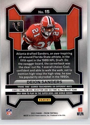 Miniatura 2 de 2023 PANINI PRIZM #15 DEION SANDERS ATLANTA FALCONS FOOTBALL OFFICIAL TRADING CARD OF NFL