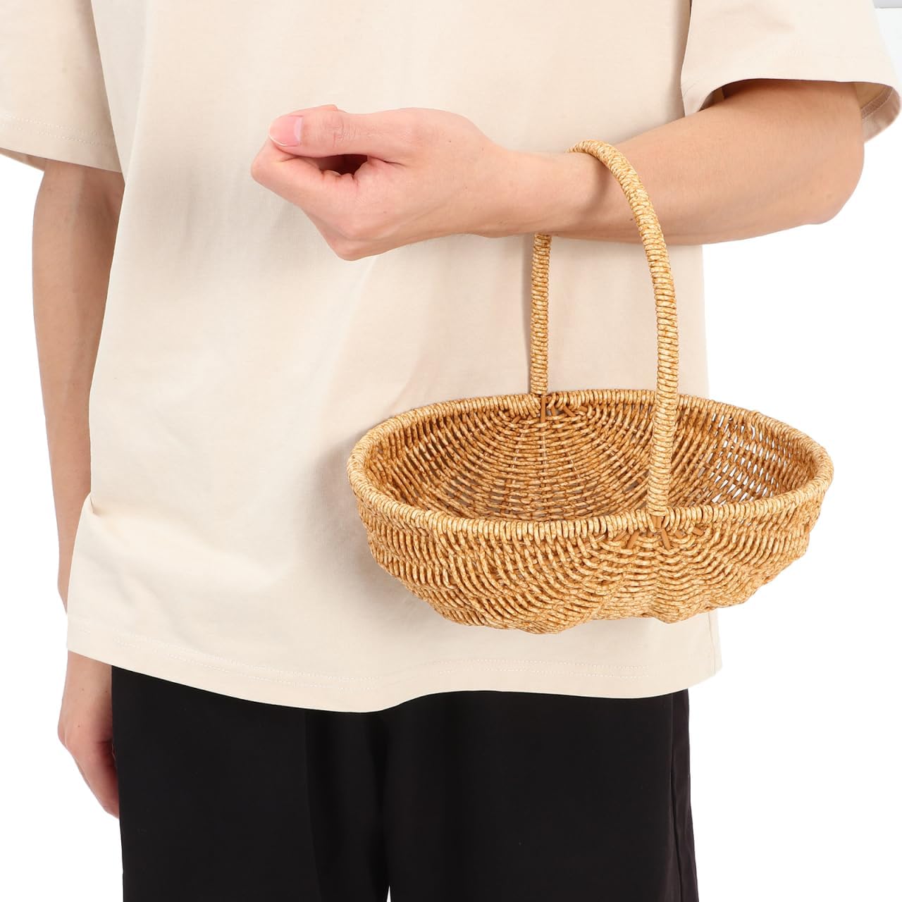 BESTOYARD Small Wicker Basket 10.62 X 7.87 Inch Oval Wicker Gift for Fruits, Vegetables, Snacks, and Home Decoration - Picnic Basket Storage and Outdoor Use
