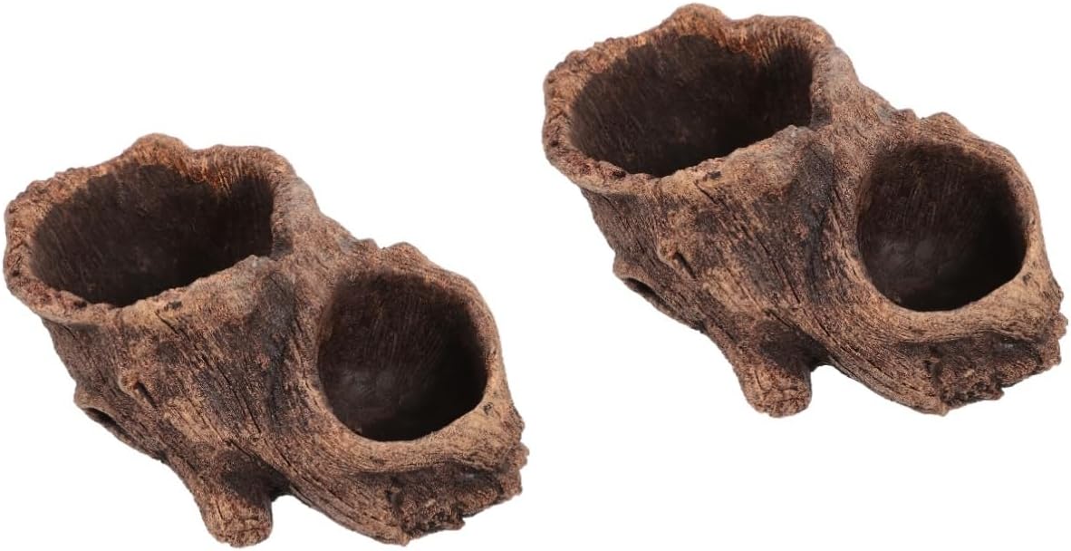 Sosoport 2pcs Vintage Cement Planter Pot Imitation Tree Stump Planting Pot for Garden Outdoor Flower Storage Holder