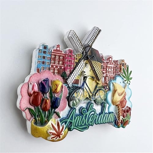 Miniatura 3 de Amsterdam Holland - Imán de nevera 3D, regalo de recuerdo de resina, hecho a mano, para refrigerador, colección de decoración para el hogar y la