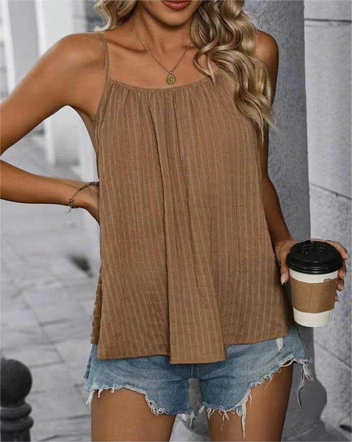 Camisola plisada sin mangas GUOYUXIAO un top holgado casual y fresco para mujer 4
