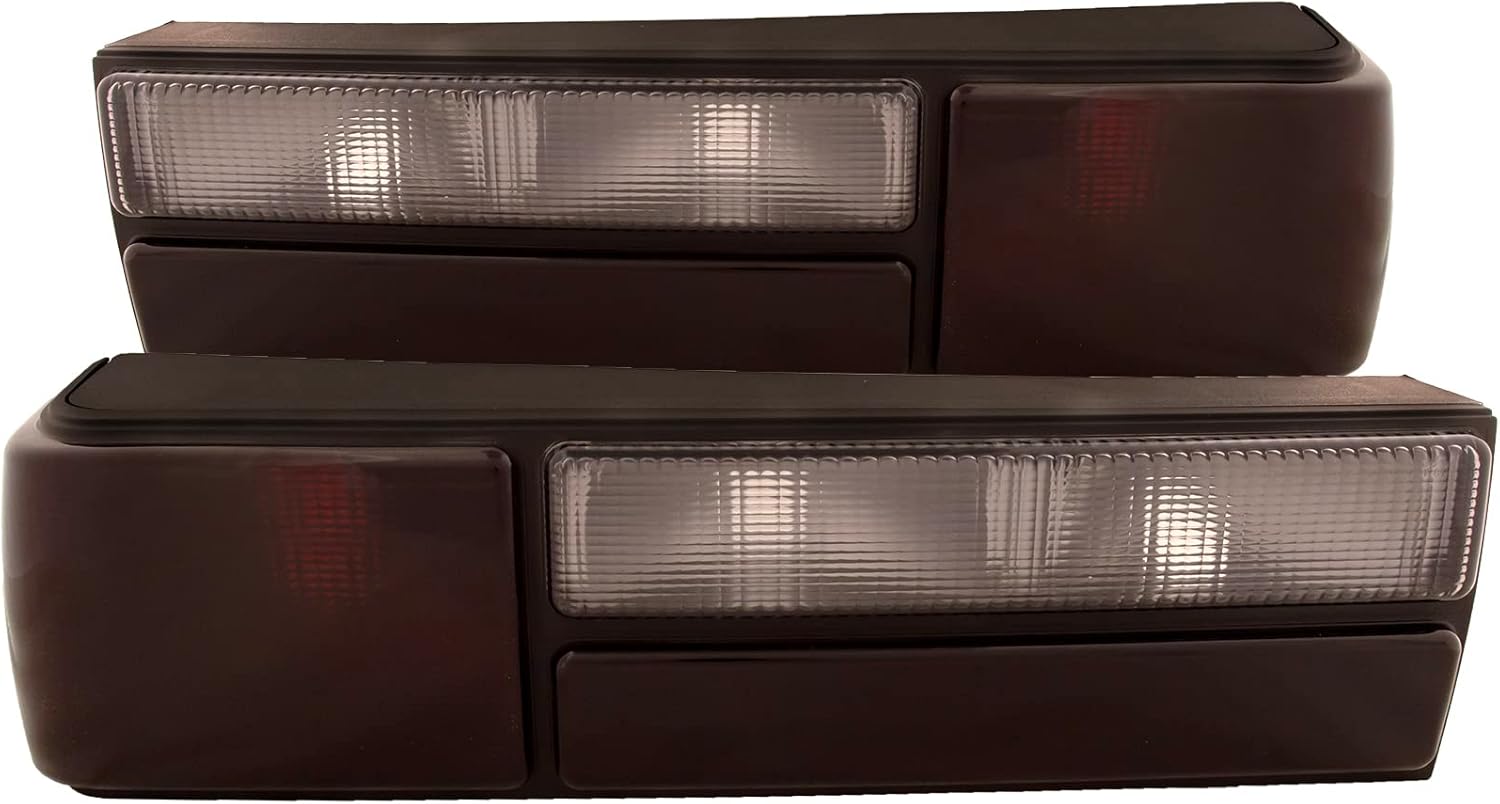 HEADLIGHTSDEPOT Tail Lights Compatible With Ford Mustang 1987-1993 Driver And Passenger Set Smoked Tail Lamps