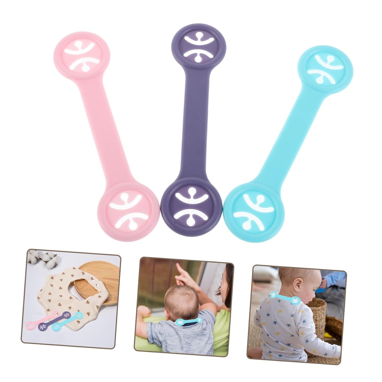 Milisten 6pcs Adjustable Bib Clips Set for Toddlers Sturdy Comfortable Feeding Bib Holders Snaps for Newborns