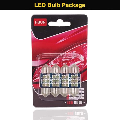 Miniatura 7 de HSUN Bombilla LED Festoon de 1.220 in, 12 V-14 V DE3175 3175 6428 6430 DE3021 DE3022 DE3023 Canbus sin errores con chip 6LED SMD3030 para luz de