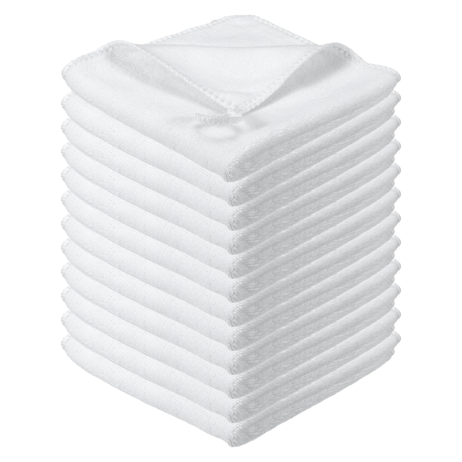 sourcing map 12 Pcs Square Hand Towels, 30 x 30 cm Soft Microfiber Hanging Hand Towel with Hanging Loop Highly Absorbent Kitchen Towels for Home Bathroom Kitchen Cleaning Supplies, White