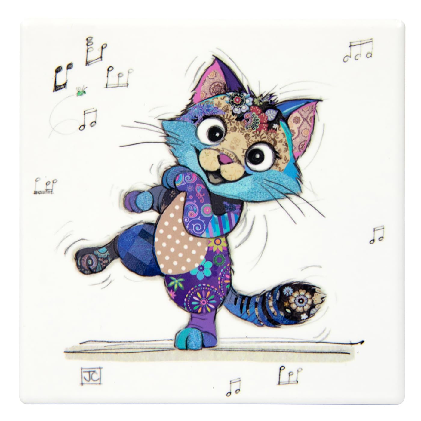 Lesser & Pavey Bug Art Keira Kitten Coaster For Home & Office | Stylish Drink Mat For Kitchen & Dining | Durable Drink Coasters For Tabletops | Decorative Home Accessories for Drinks & Tables