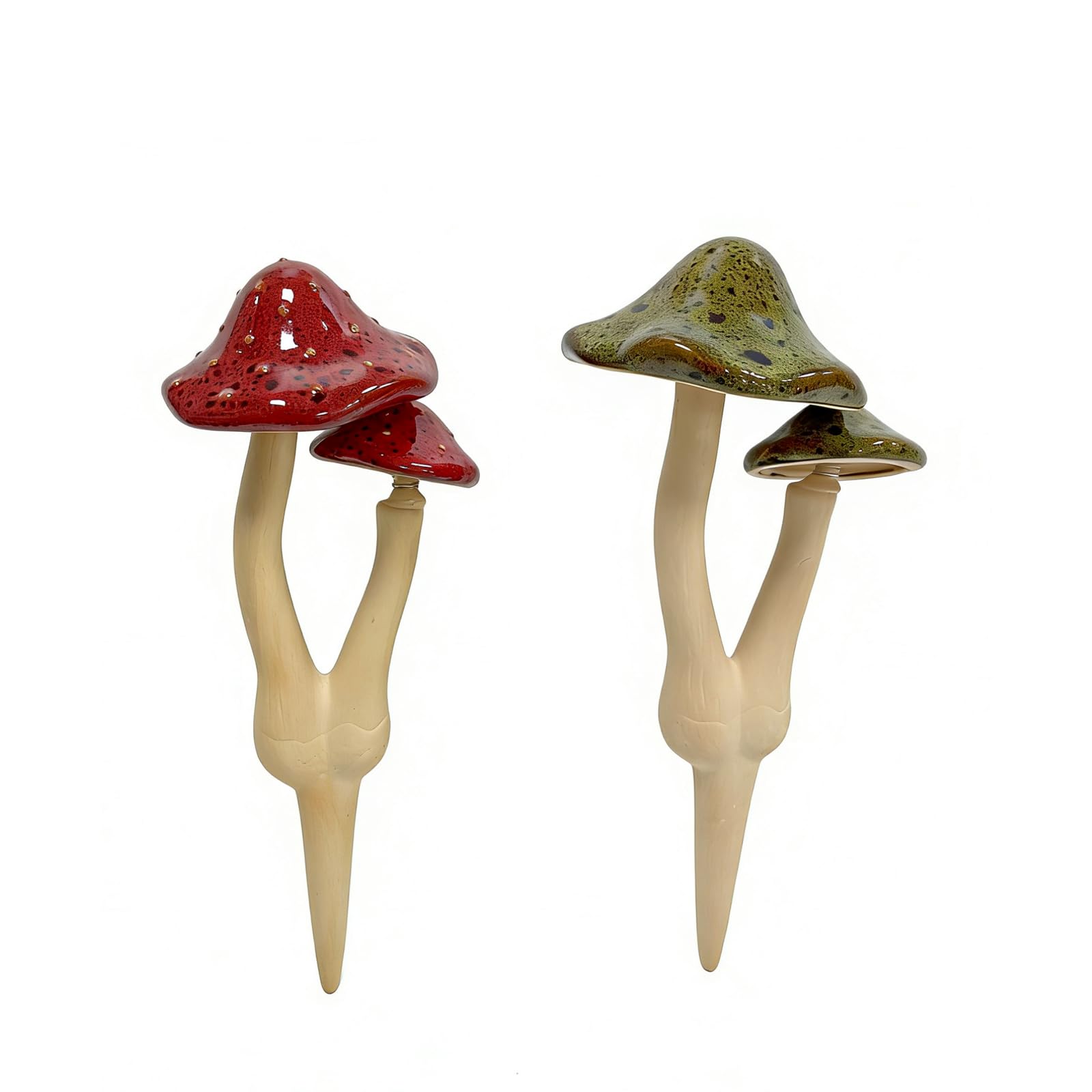 Photo 1 of ***Only one*** YCCKPPXTT 2pcs Ceramic Mushroom Garden Stake, Fairy Garden Figurines Decoration,Yard Outdoor Mushroom Decor, 11.8" in Height
