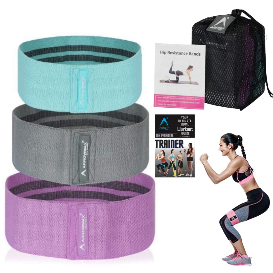ArrowMax Soft Cotton Fabric Resistance Anti Slip Hip Loop Booty Bands for Legs, Glutes and Butt Promotes Weight Loss and Muscle Gain for Physical Therapy for Men and Women (Multicolour) (B08CBJNVKG) Amazon Price History, Amazon Price Tracker
