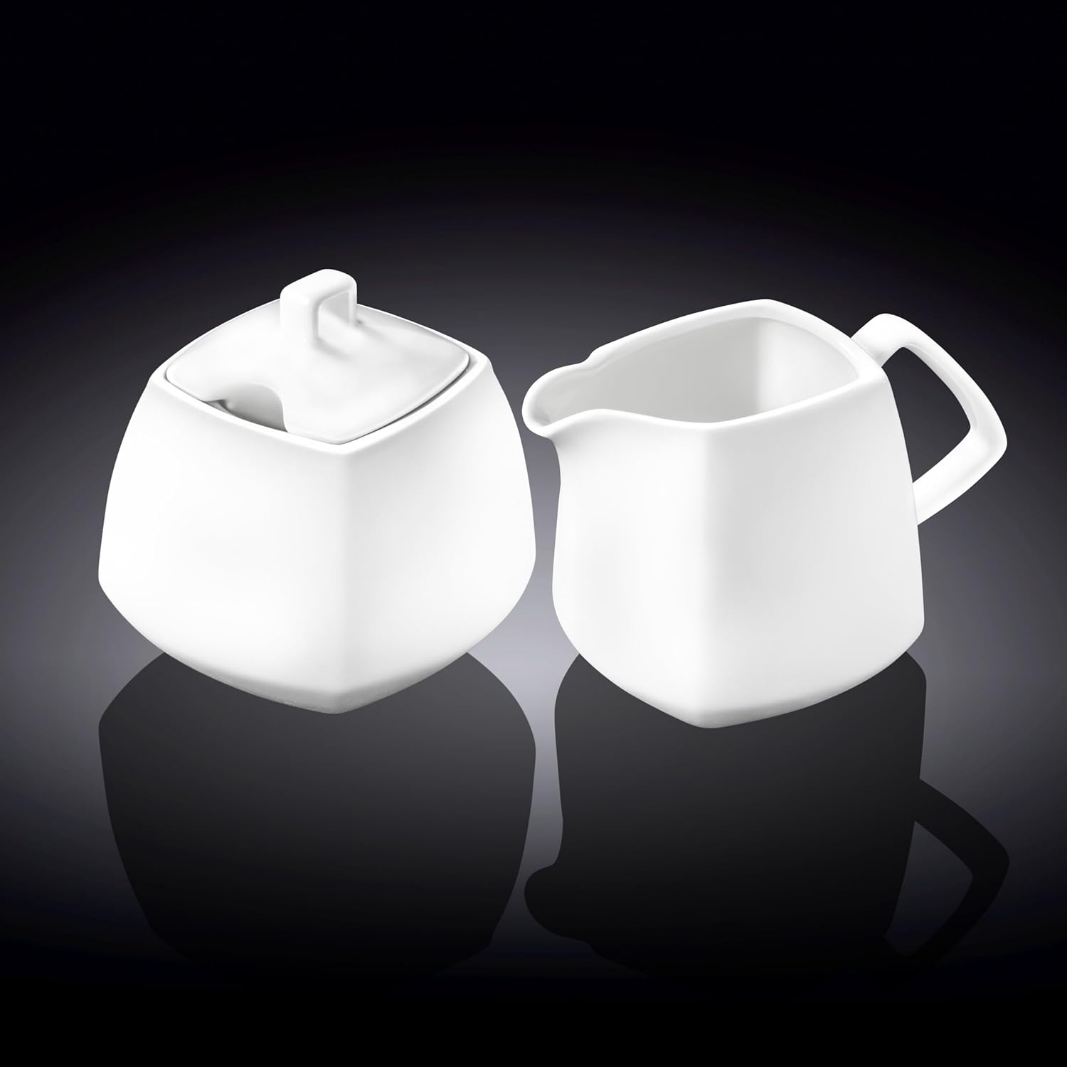 Wilmax WL-995028/2C Porcelain Sugar Bowl and Milk Jug Set, White, 2 Pieces