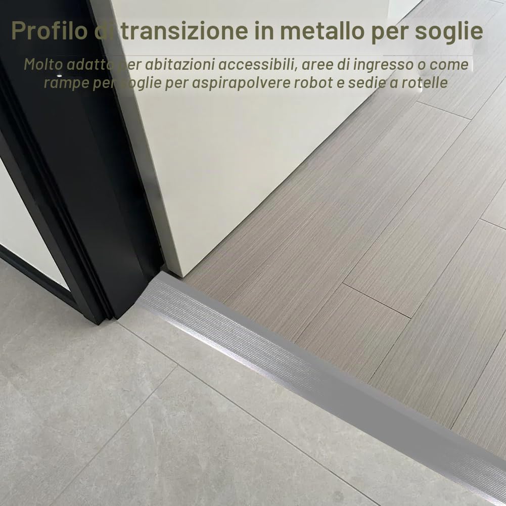 Soglia di Dislivello Pavimento 90 cm, 10-35 mm Alluminio Profilo di Transizione Pavimento per laminato, piastrelle, PVC e parquet