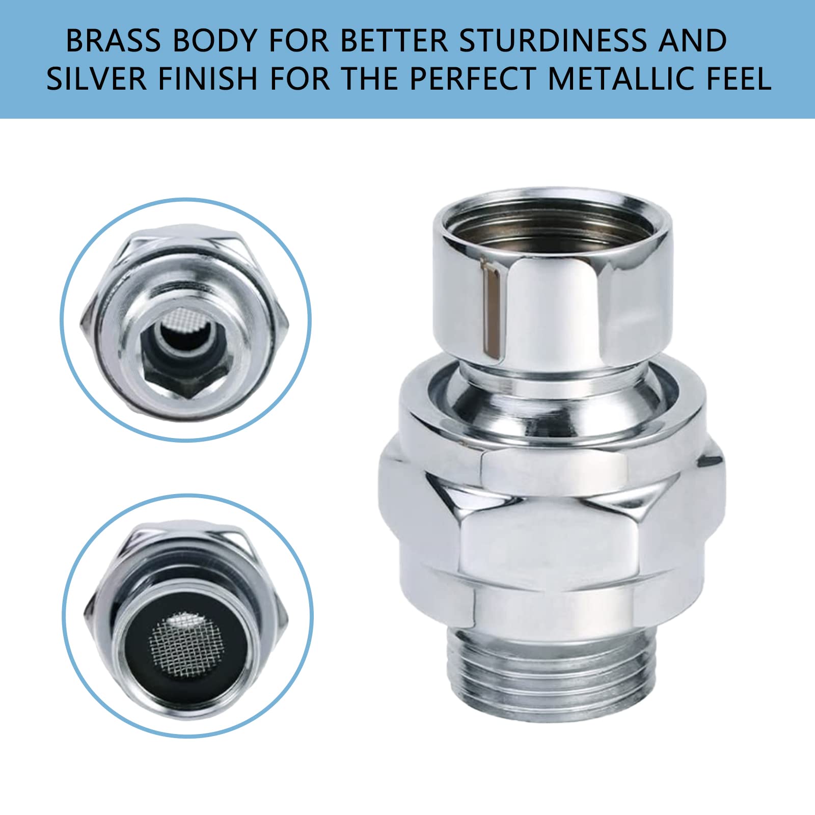 Connettore Doccia Giunto Sferico - In Ottone, Regolabile, Per Soffioni E Tubi Dell'Acqua - Foto 2