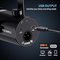 Vista 4 de FEELWORLD PM1 XLR USB Dynamic Microphone Gifts for Podcast Recording PC Computer Gaming Live Streaming Vocal Voice-Over, Studio Metal Mic with Negro