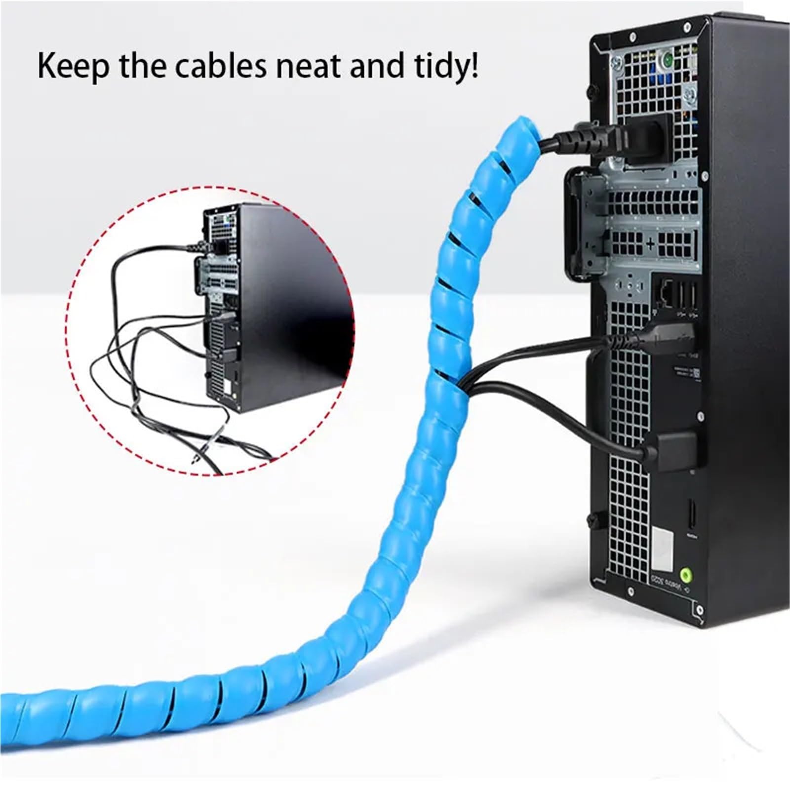 Enrollador de Cable Espiral Flexible Tubo de bobinado en Espiral 1~10m, Protector Cable Tubo Flexible plástico PP(Red,10mm,10 Meters)