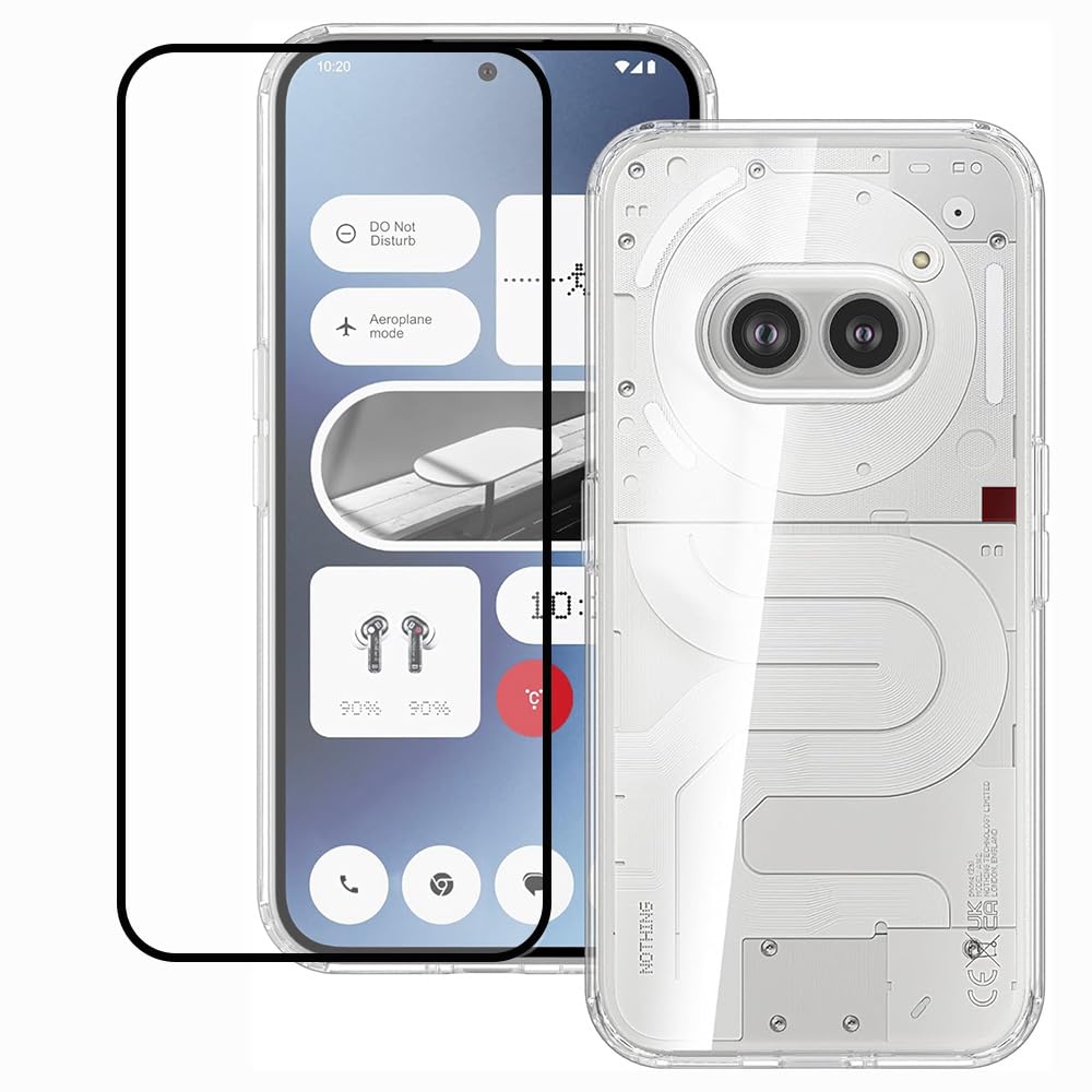 Clear Phone Case Compatible with Nothing Phone (2a), Soft Bumper with Clear Hard PC Back with Screen Protector