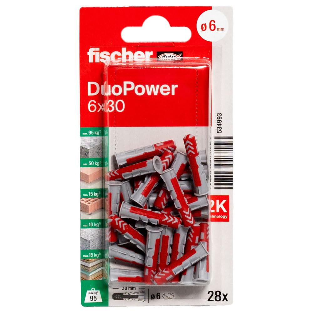 Fischer - Chevilles - 28 chevilles DuoPower Ø6 x 30 mm -