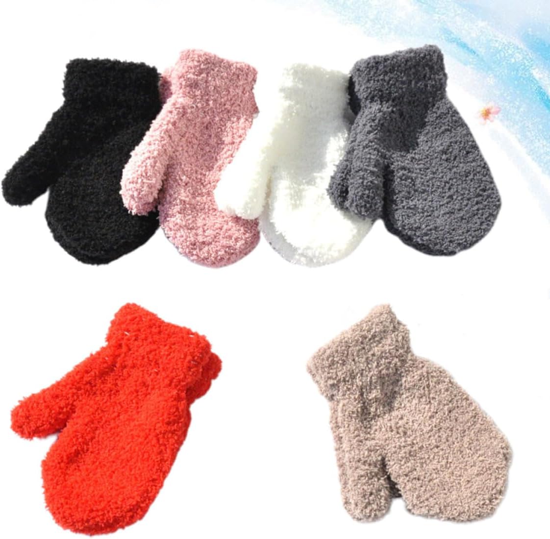 6 Pairs Winter Mittens, Yarn Full Coverage Hand Protection