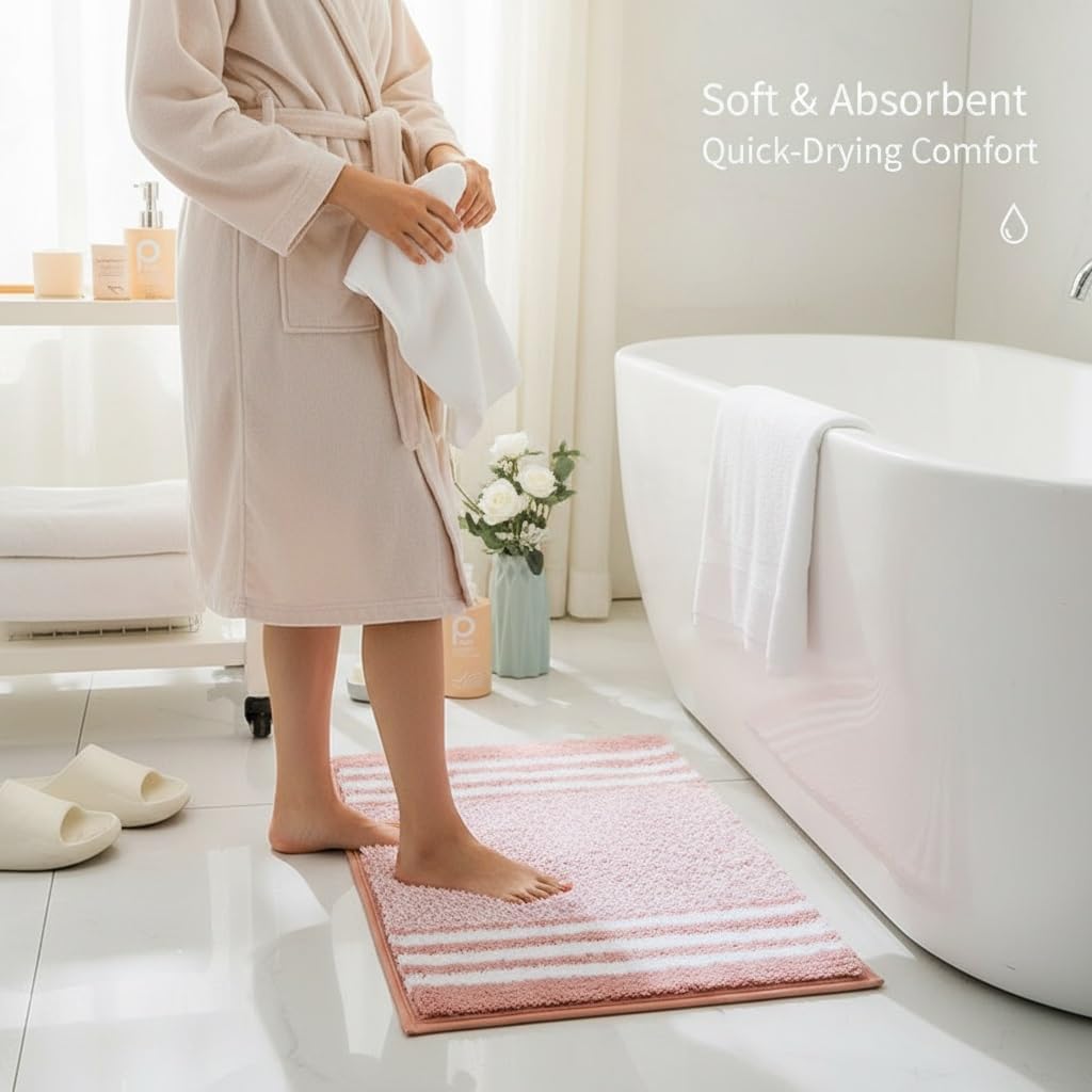 Non Slip Bathroom Mats for Quick Drying Machine Washable Rugs Soft Bath Mat in Modern Design for Luxurious Style in Bathroom