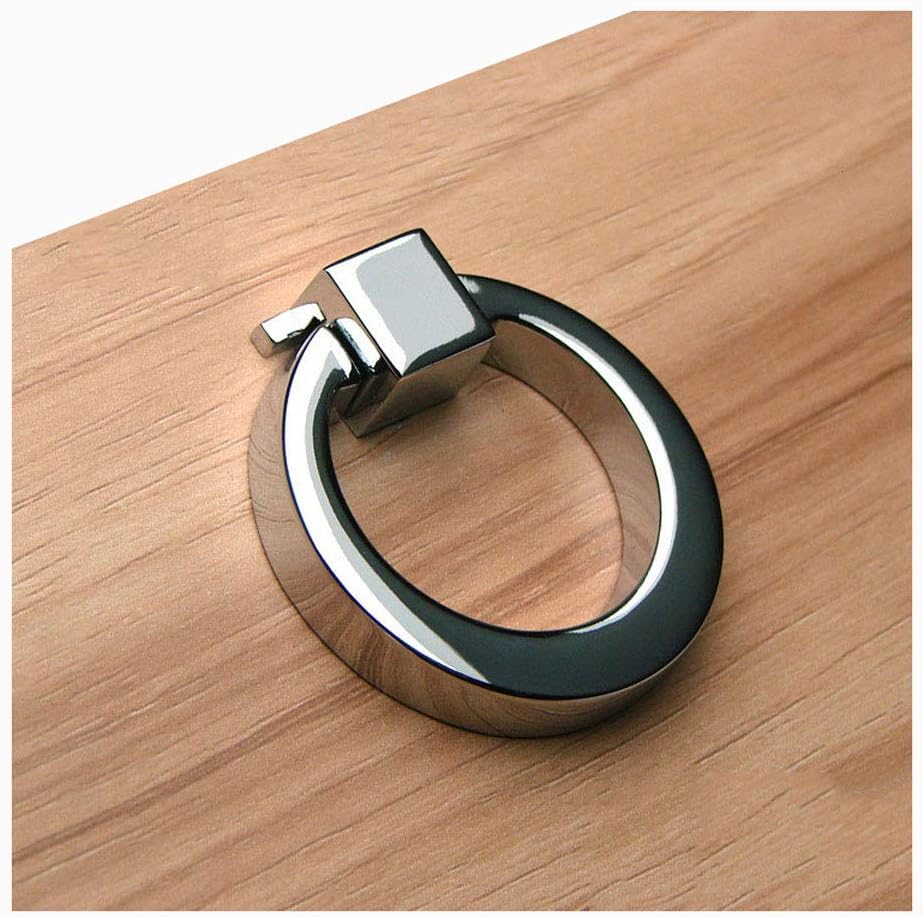 VIBORG-HK Deluxe Chrome Kitchen Cabinet Knobs Drawer Pulls, Modern Minimalism Ring Knobs and Pulls for Cabinets Drawers Cupboards Dressers, Zinc-Alloy,SA-915 (10-Pack Ring knobs)