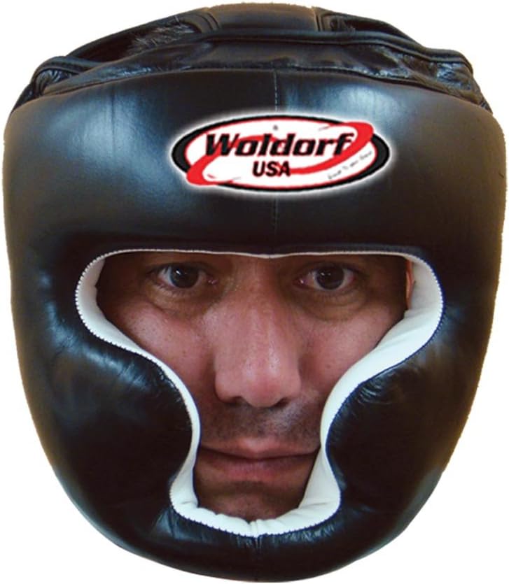 Woldorf Boxing Head Gear in Leather with Chin Protection