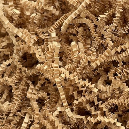 Corlcol 1LB Crinkle Cut Paper Shred Filler for Gift Box Bag and Basket On Holidays (Kraft Brown)