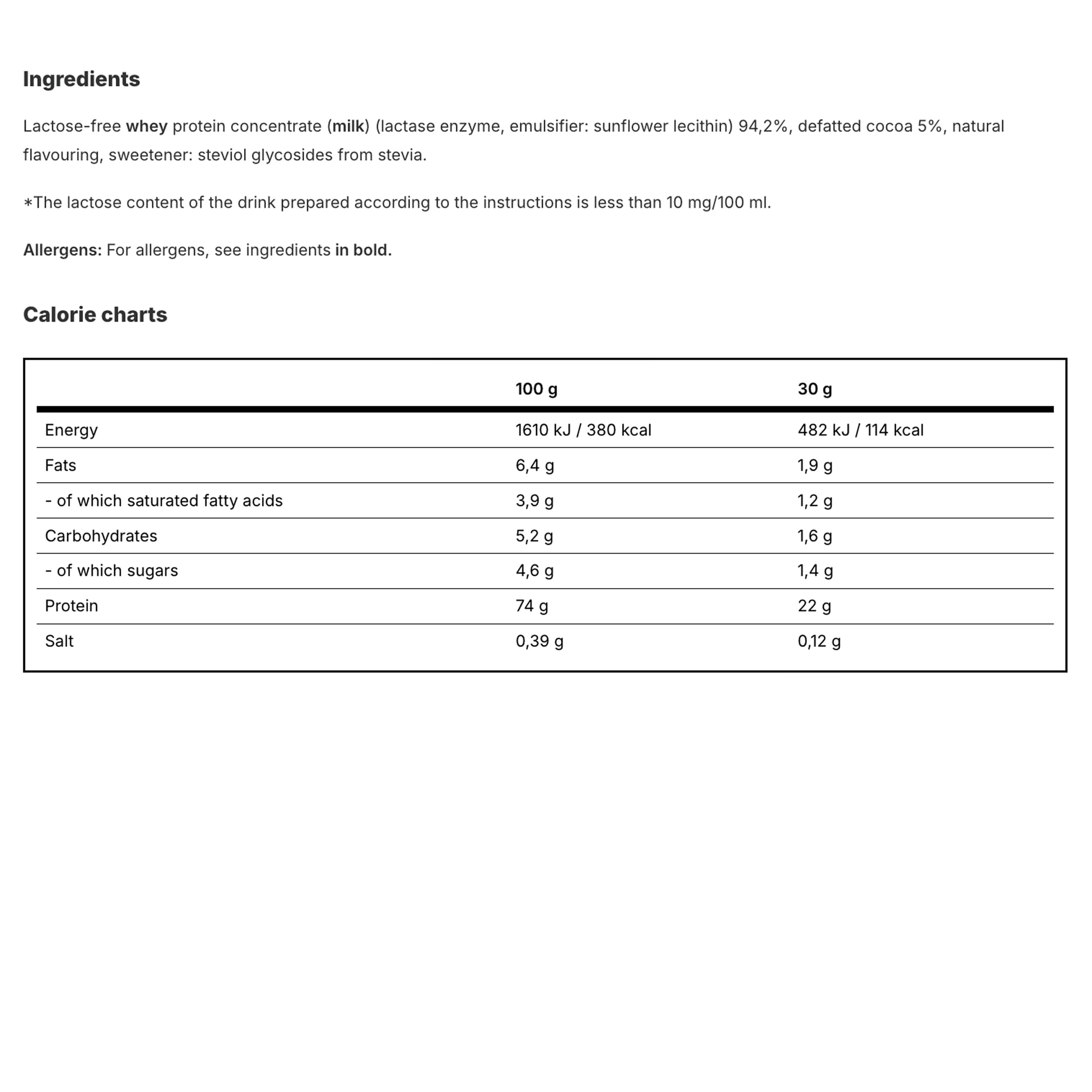 Vilgain Whey Protein sans lactose (1000g) Chocolate Shake – Protéine sans lactose de lait de pâturage, édulcorée à la stevia, ultrafiltrée & crémeuse, High Protein pour musculation & maintien