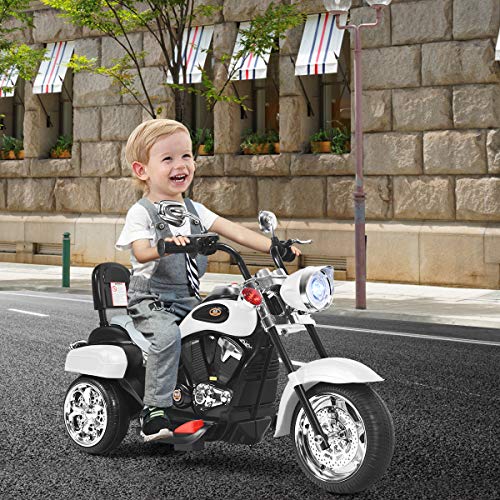 HONEY JOY Kids Motorcycle, 6V Battery Powered Toddler Chopper Motorbike Ride On Toy w/Horn & Headlight, Foot Pedal, 3-Wheel Mini Electric Motorcycle for Kids, Gift for Boys Girls(White) - image 8